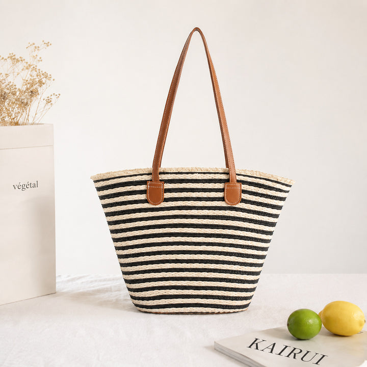 Elegant Bast shoulder bag with leather handles Kalsten