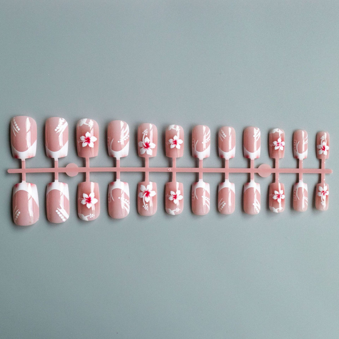 Floral French Tip Nail Art Set