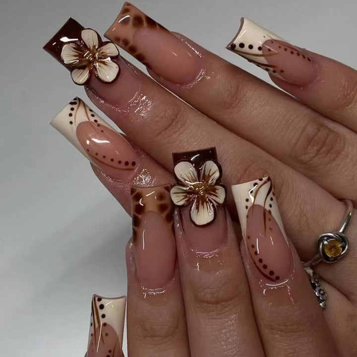 Artistic Floral Themed Acrylic Nail Set Kalsten