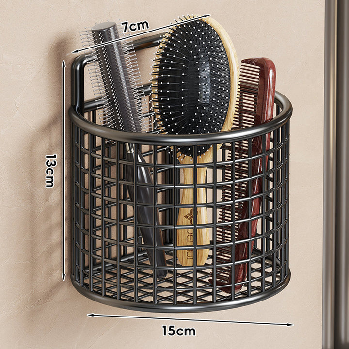Wall-Mounted Triple Mesh Bathroom Organizer Basket for Brushes Combs and Sponges