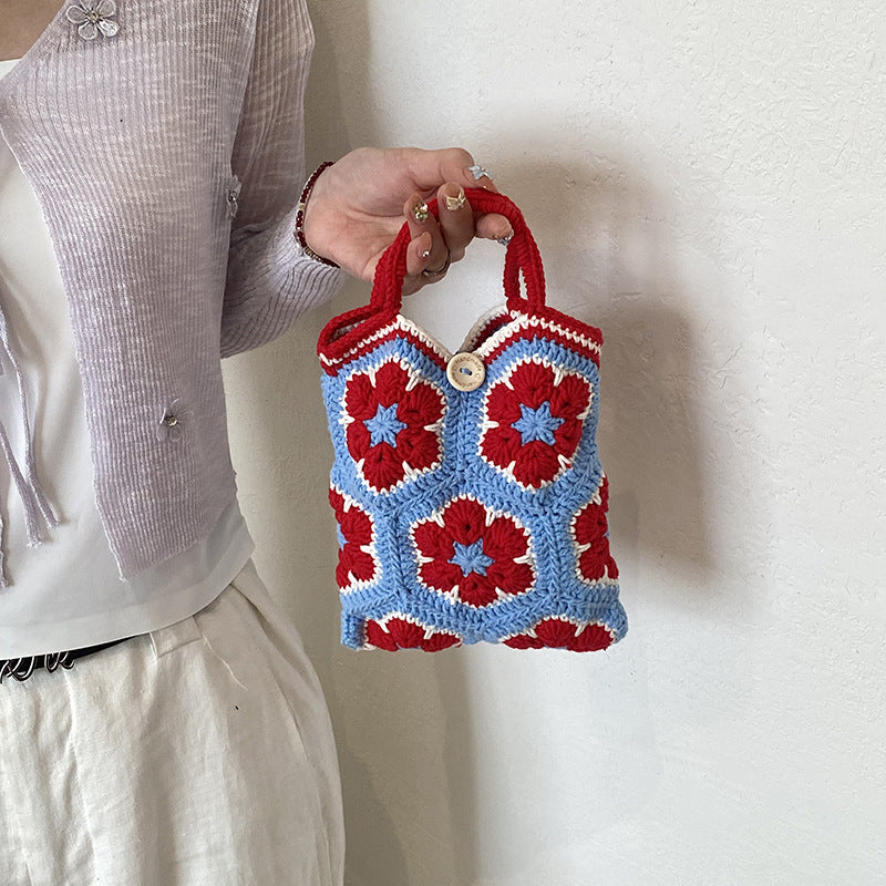 Crochet Floral Tote Bag