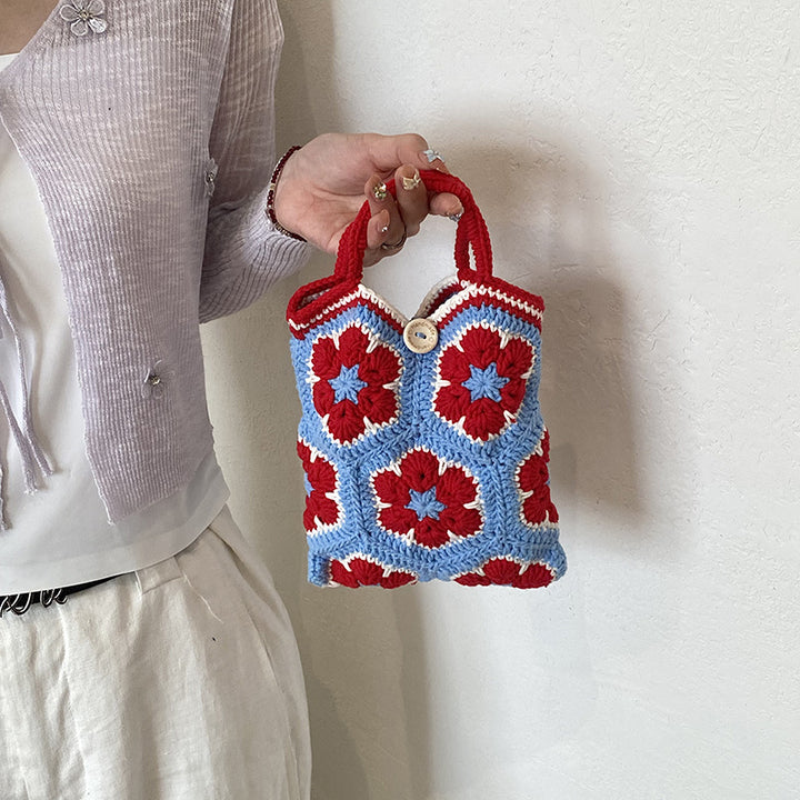 Crochet Floral Tote Bag