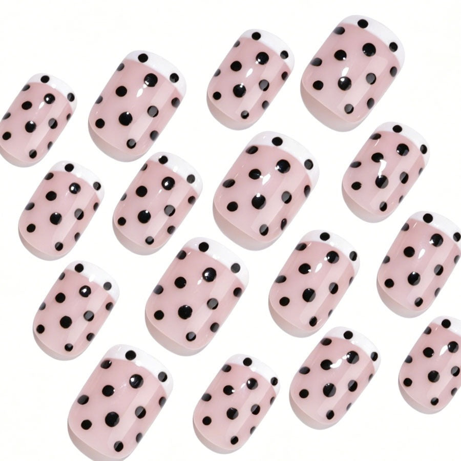 Artificial nail set with elegant dots and French tips Kalsten