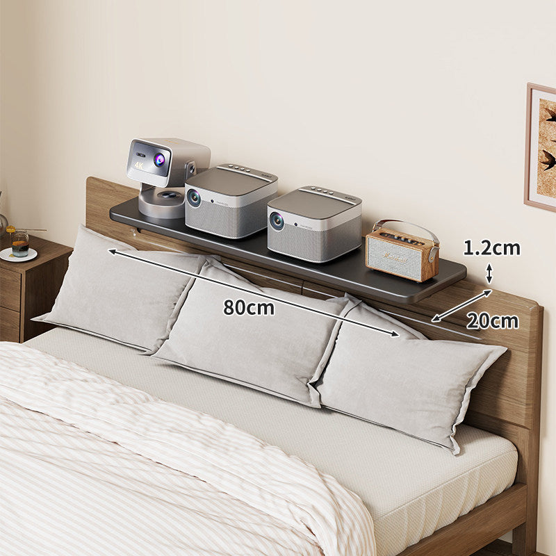 Wall-Mounted Slim Floating Headboard Shelf with Rounded Corners and Concealed Brackets