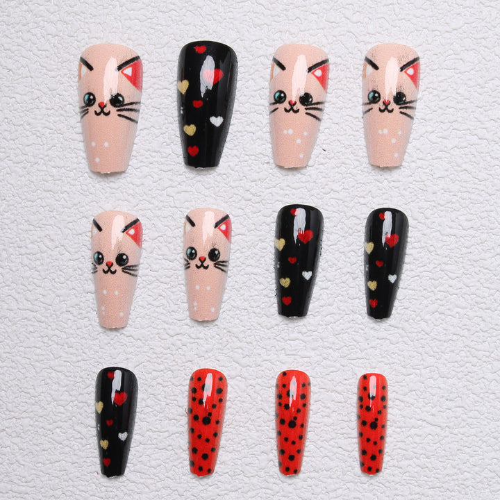 Playful Cat-Themed Press-On Nails Kalsten