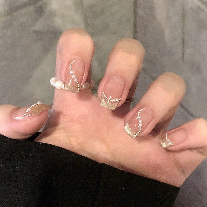Glossy Nail Art Set with Sparkling Glitter Accents Kalsten