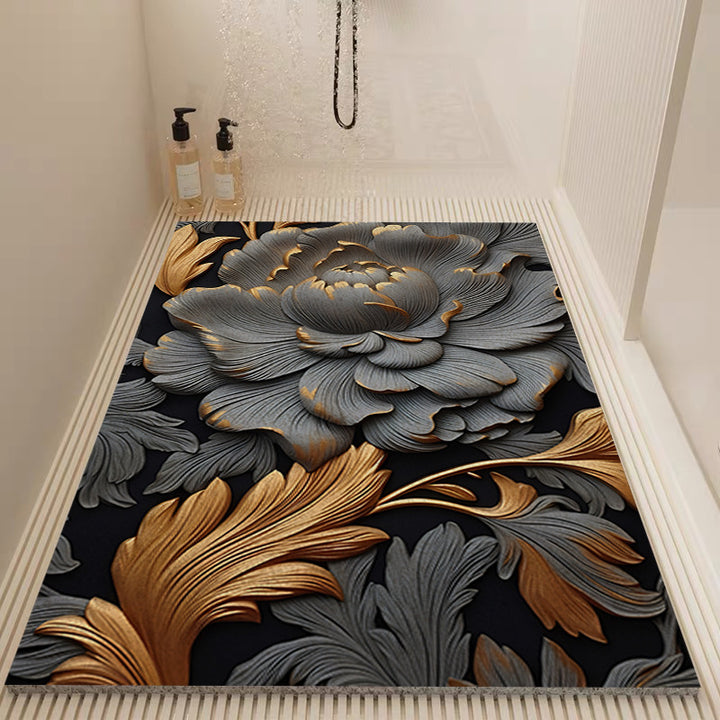 Elegant Floral Patterned Bath Mat Kalsten