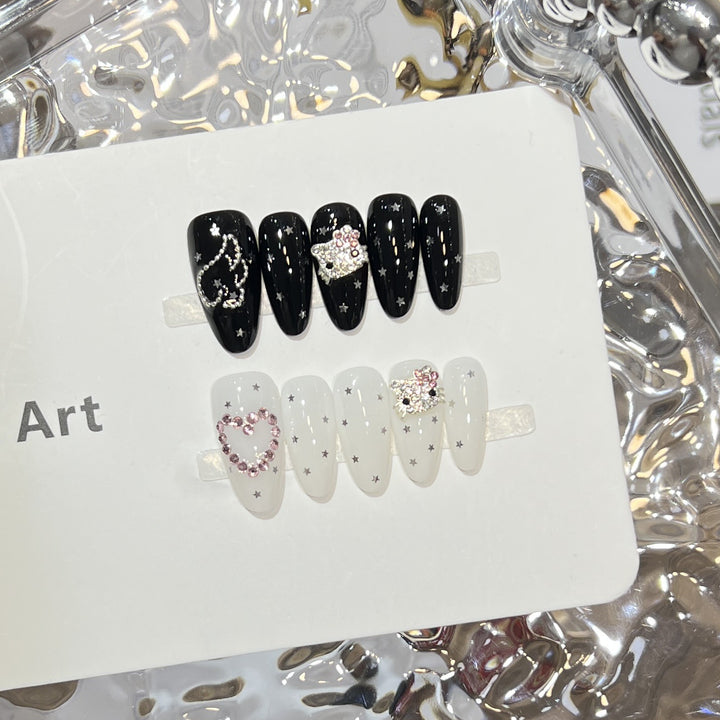 Elegant Stiletto Press-On Nail Set with Decorative Accents Kalsten