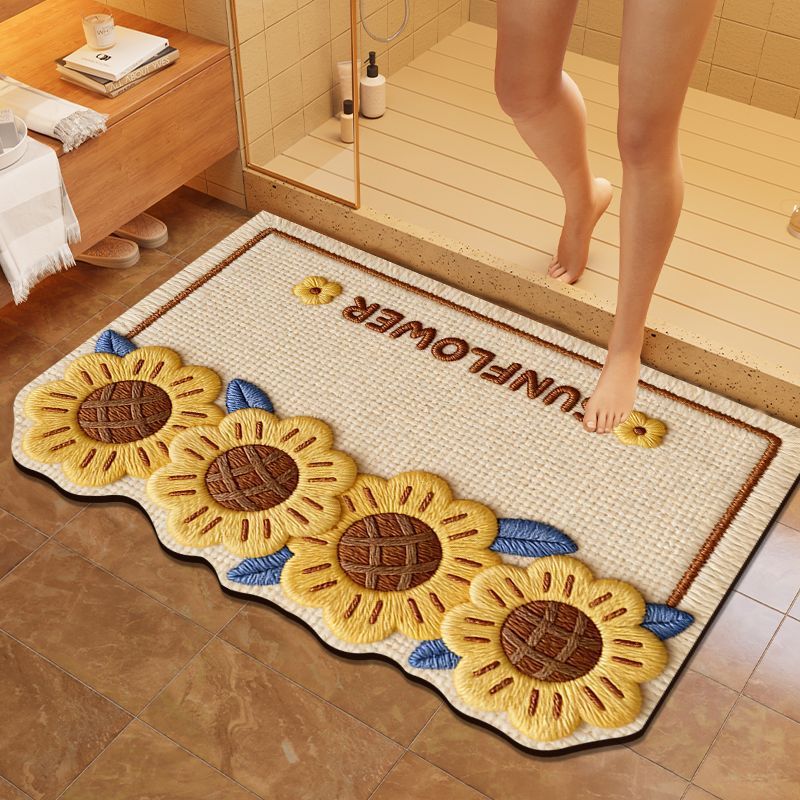 Floral Embroidered Bathroom Mat Kalsten
