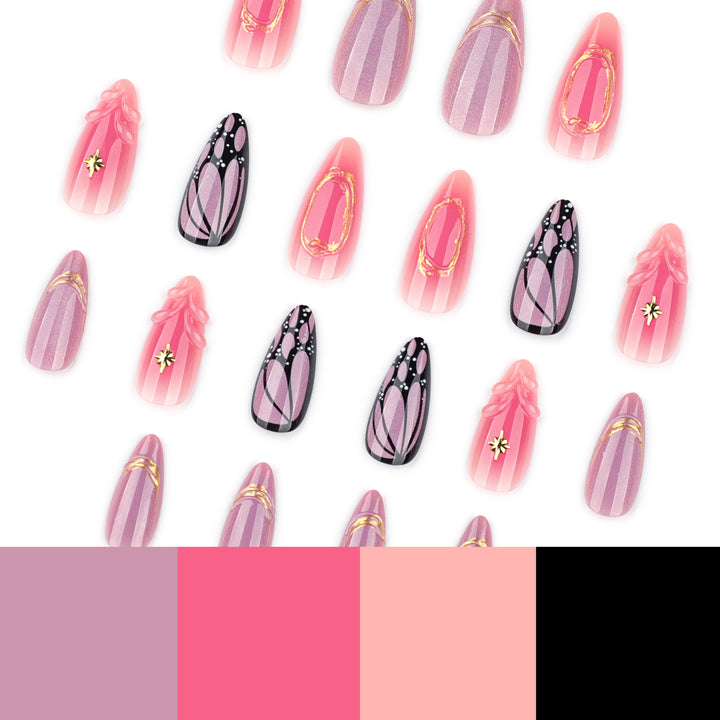 Artful nail art with geometric and floral motifs Kalsten
