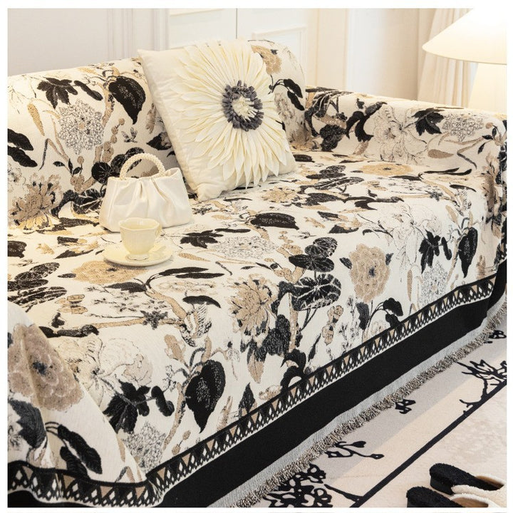 Decorative Floral Print Sofa Throw Cover