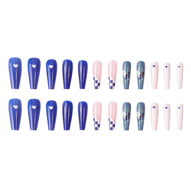 Artistic Press-On Nail Set with Geometric Patterns Kalsten