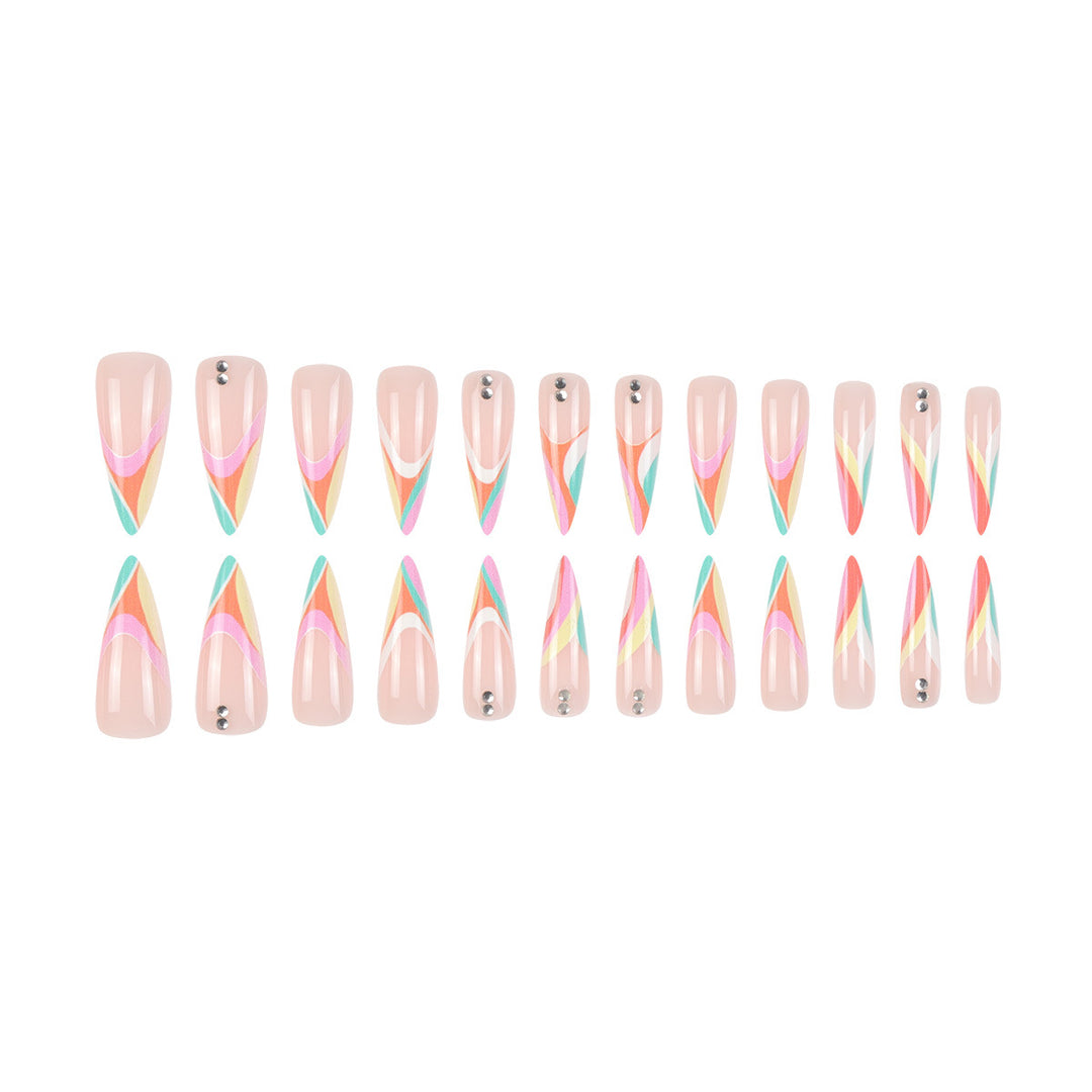 Colorful Stiletto Press-On Nail Set Kalsten