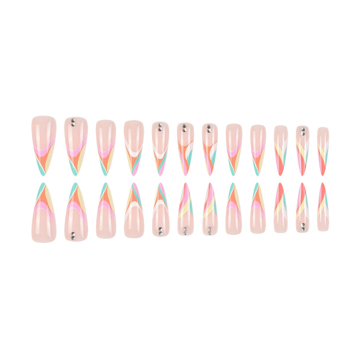 Colorful Stiletto Press-On Nail Set Kalsten