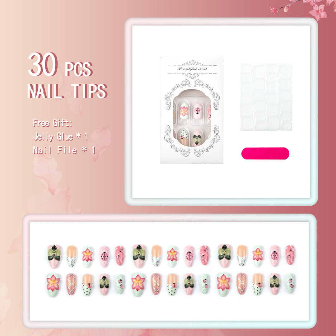 Creative Floral-Themed Press-On Nail Set