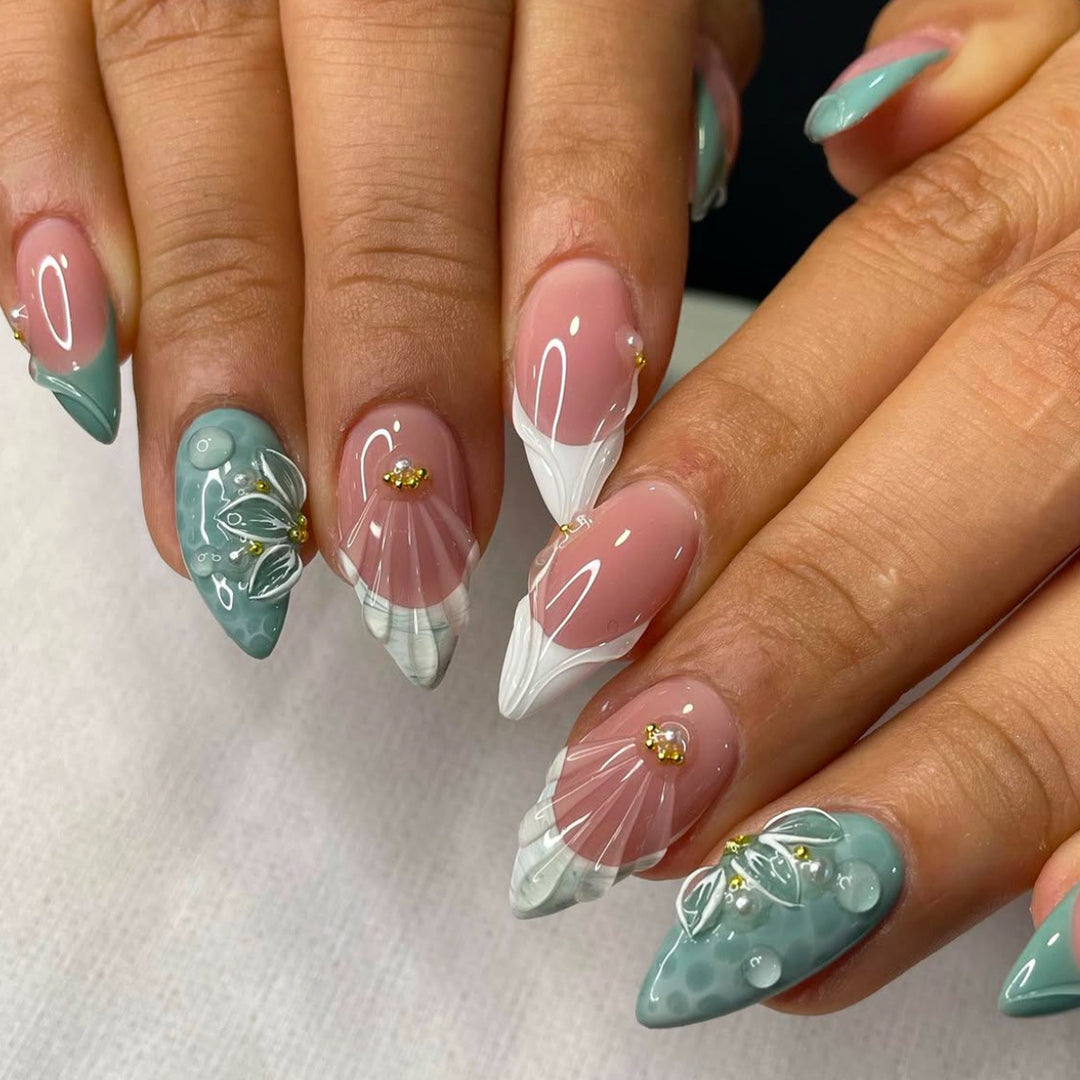 Decorative Floral Stiletto Press-On Nails Kalsten