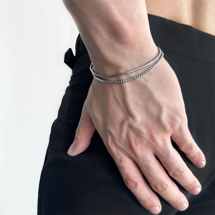 Sleek Double-Chain Stainless Steel Bracelet Kalsten