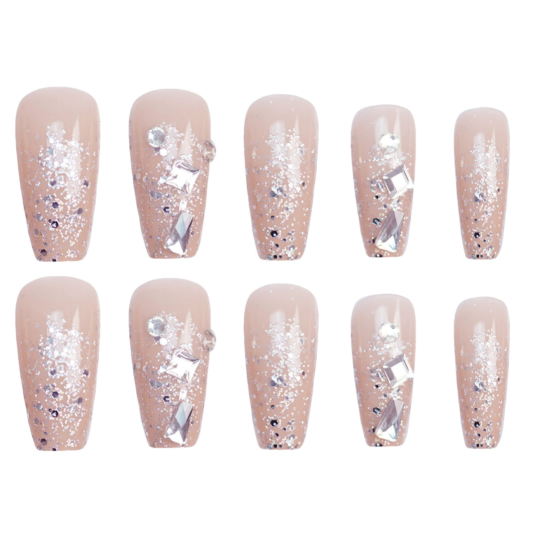 Glittery Rhinestone-Embellished Press-On Nail Set Kalsten