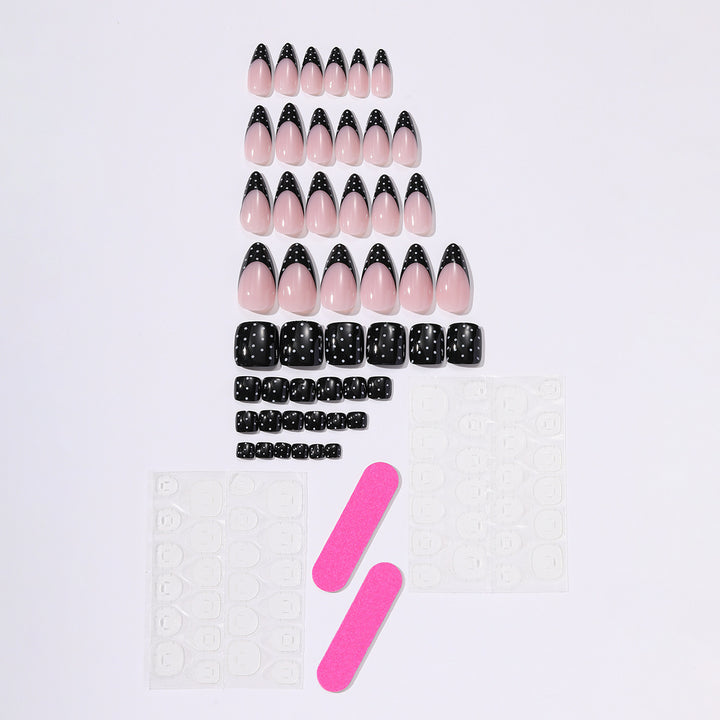 Acrylic nail set with modern black-and-white design Kalsten
