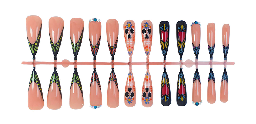 Acrylic nail set with creative and colorful pattern designs Kalsten