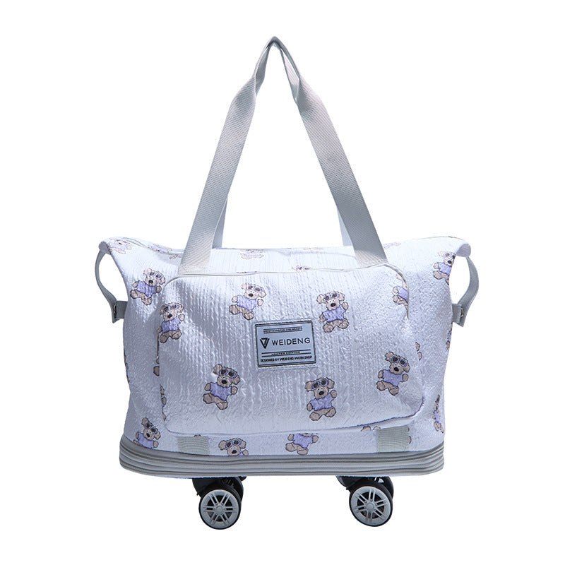 Cute Cartoon Bear Pattern Rolling Travel Duffle