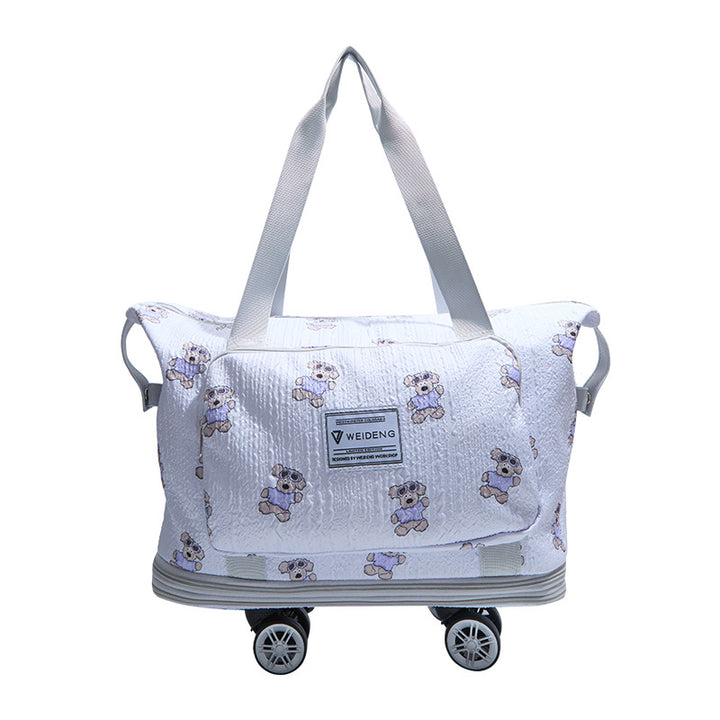Cute Cartoon Bear Pattern Rolling Travel Duffle
