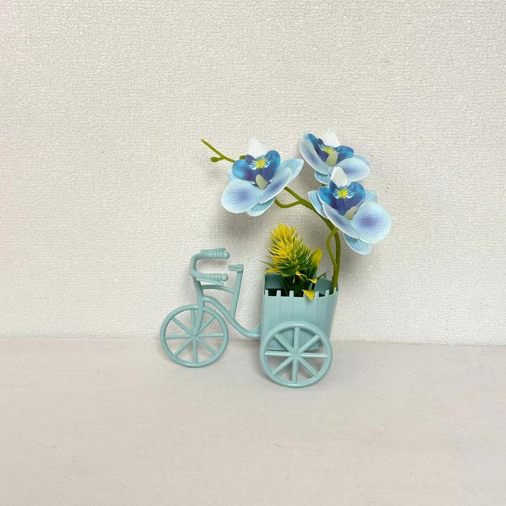 Decorative Bicycle Planter with Faux Orchid Arrangement for Decor