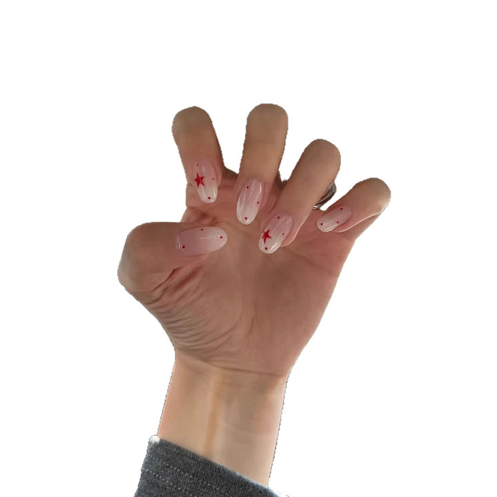 Artistic Press-On Nail Set with Star Accents