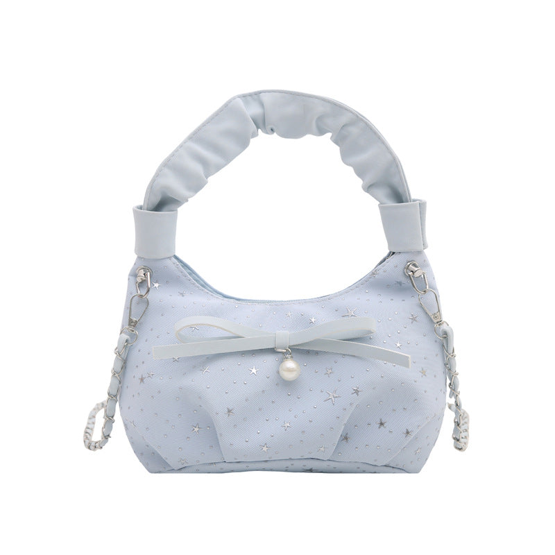 Elegant Bow Detail Star-Print Handbag