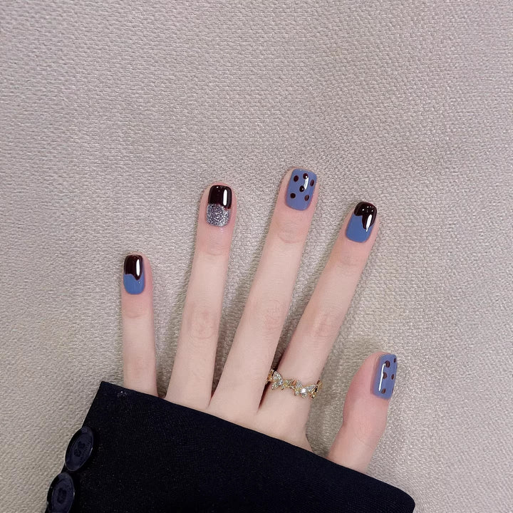 Artistic Press-On Nail Set with Unique Pattern Designs