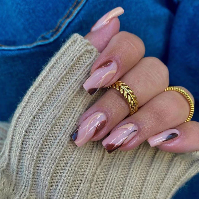 Artificial nail design with modern marble pattern Kalsten