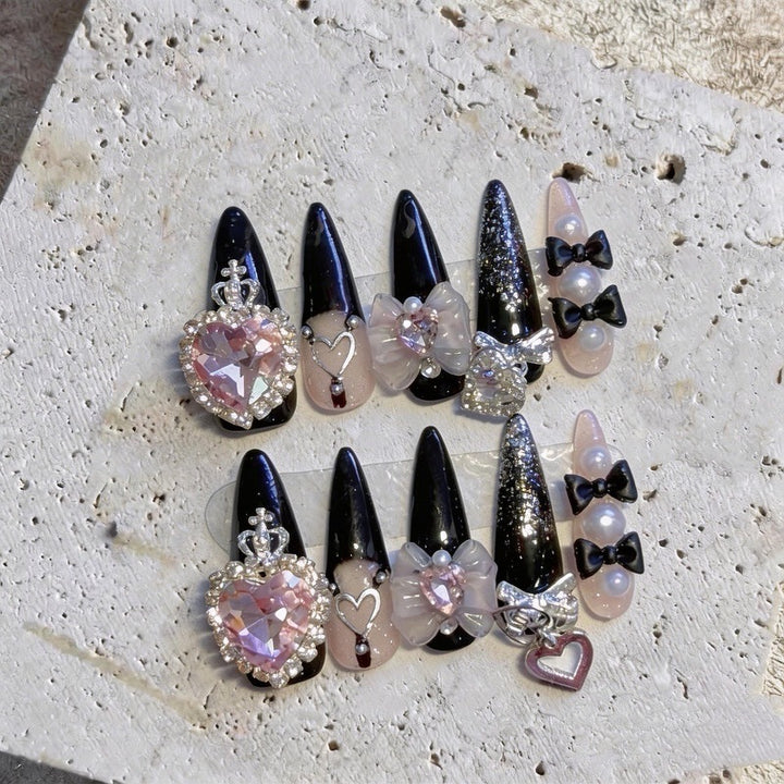 Decorative Rhinestone Press-On Nail Set