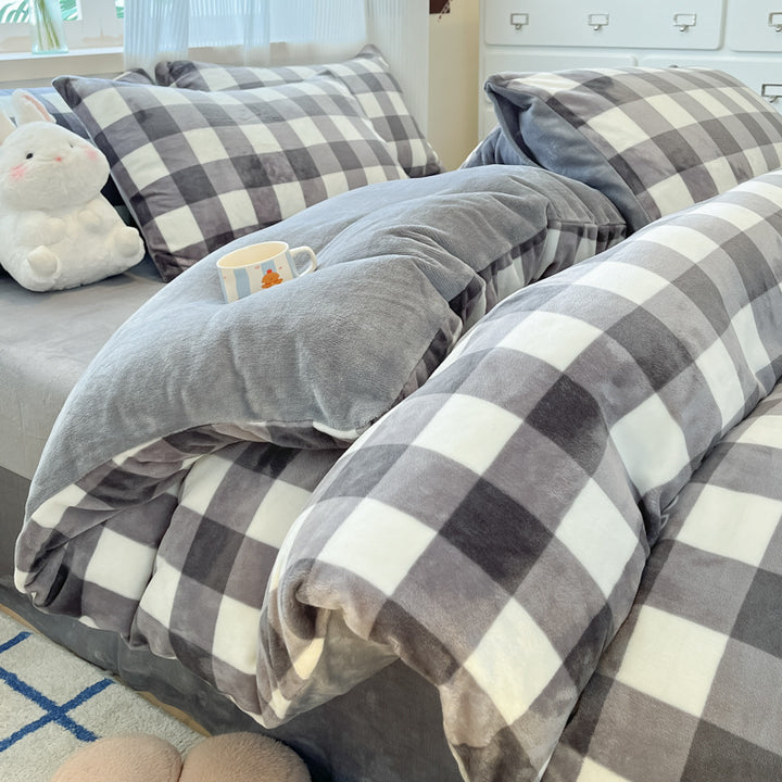 Plush Reversible Microfiber Comforter Set With Oversized Bolstered Body Pillow And Geometric Print