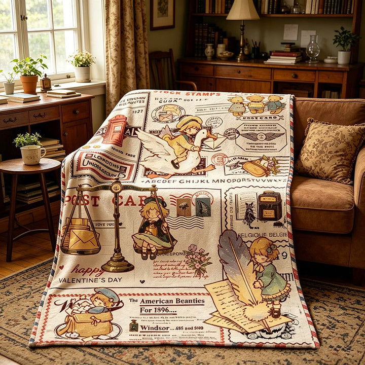 Cozy Vintage-Themed Fleece Blanket Kalsten