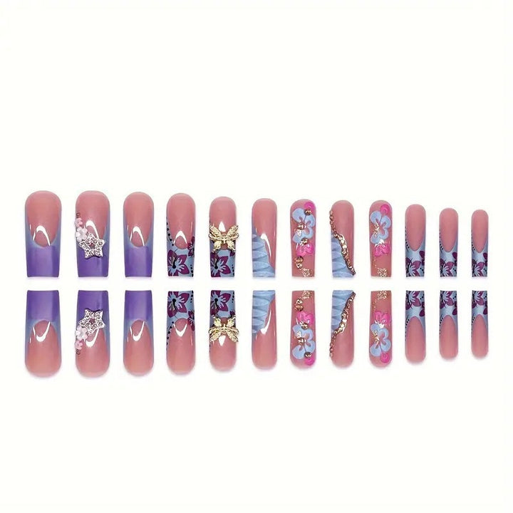 Artistic Decorative Floral Press-On Nail Extensions Kalsten