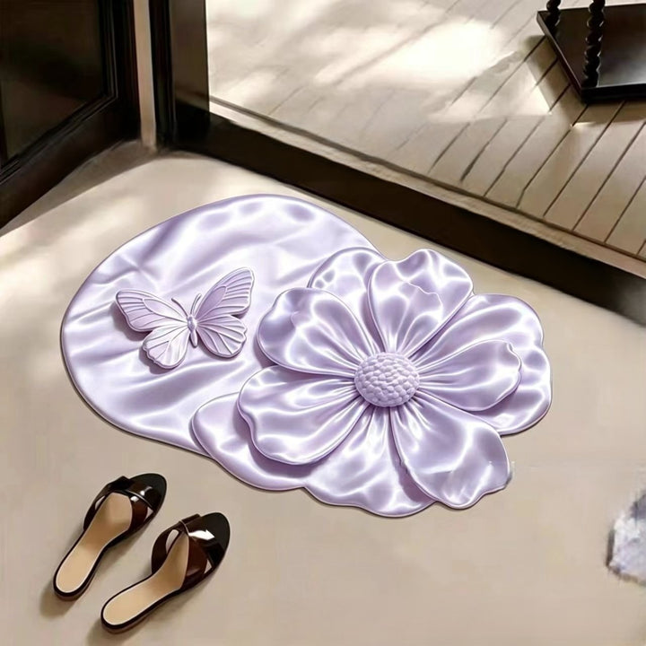 Floral Design Shaped Bath Mat