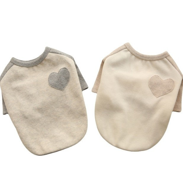 Small Dog Cotton Fleece Tee with Heart Patch