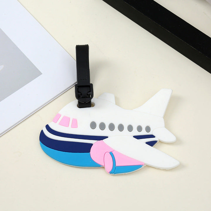 silicone travel luggage tag world map airplane design with adjustable strap Kalsten
