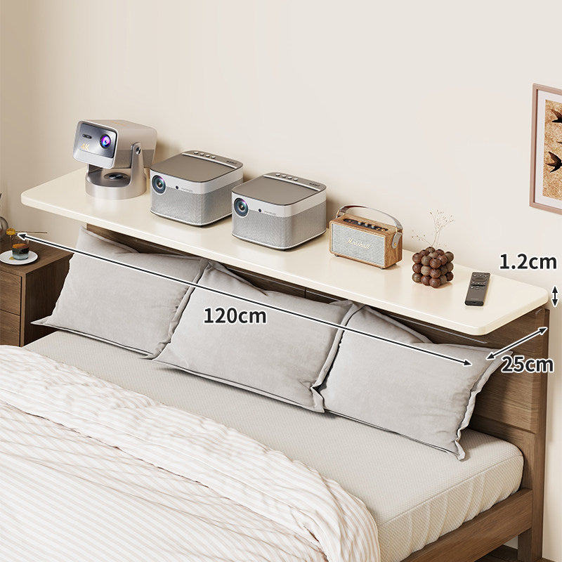 Headboard-Mounted Floating Bedside Shelf for Projectors and Devices