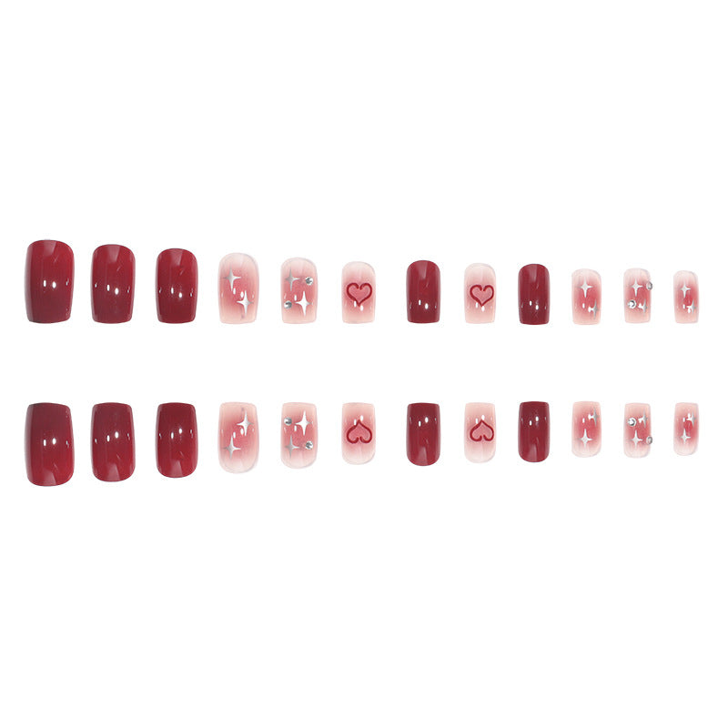 Artistic Stiletto Press-On Nail Set with Heart and Star Accents Kalsten