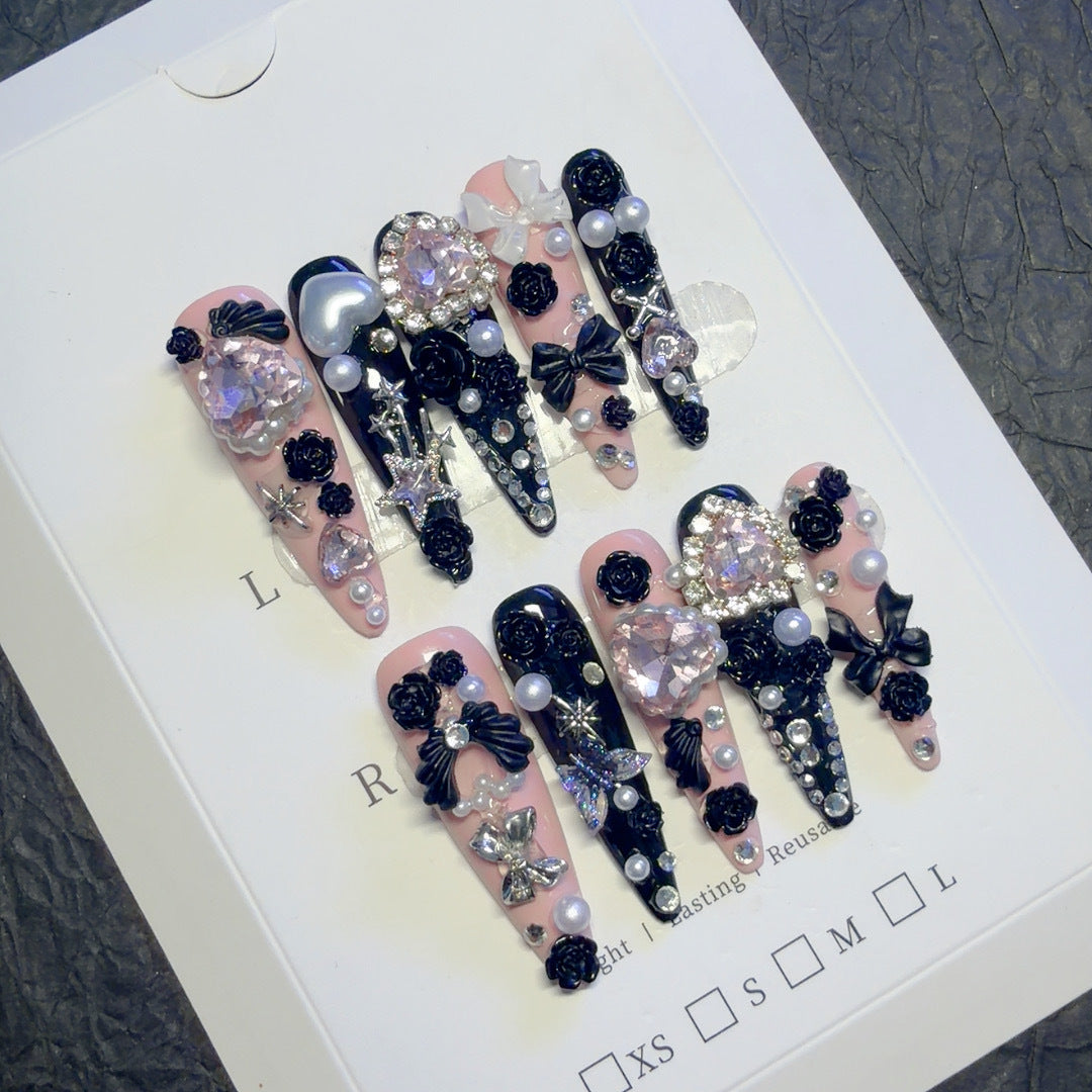 Luxurious 3D Decorative Press-On Nail Art Set
