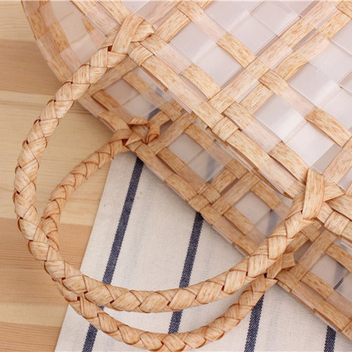 Tote bag with transparent window and braided handles Kalsten