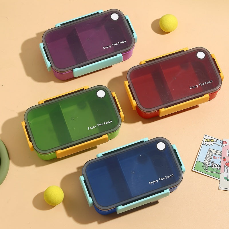 Multi-Section Eco-Friendly Lunch Box with Built-In Utensils