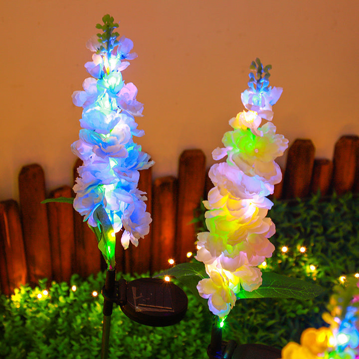 Decorative Tall Artificial Delphinium Garden Stake With Stainless Steel Spike And Adjustable Clip Kalsten