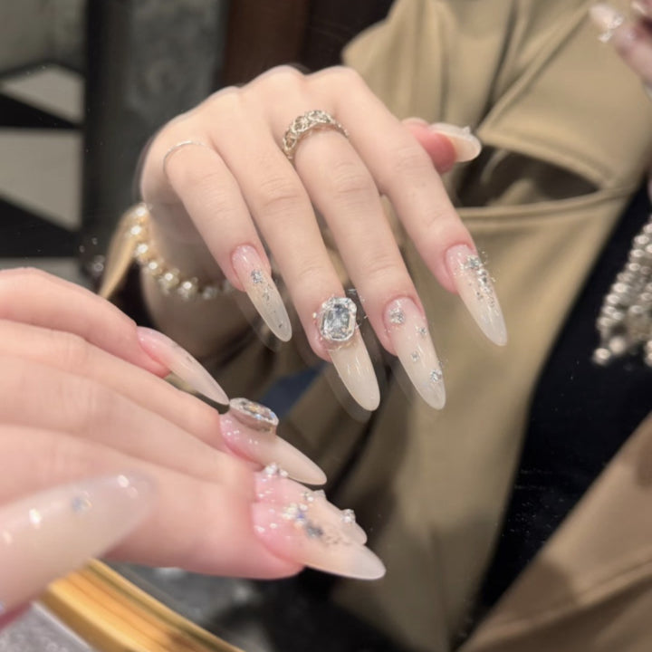 Rhinestone-Embellished Stiletto Nail Extensions