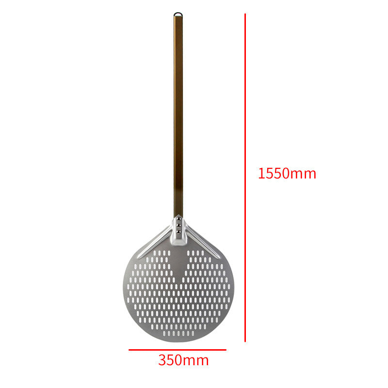 long wooden handled round aluminum pizza peel with reinforced neck Kalsten