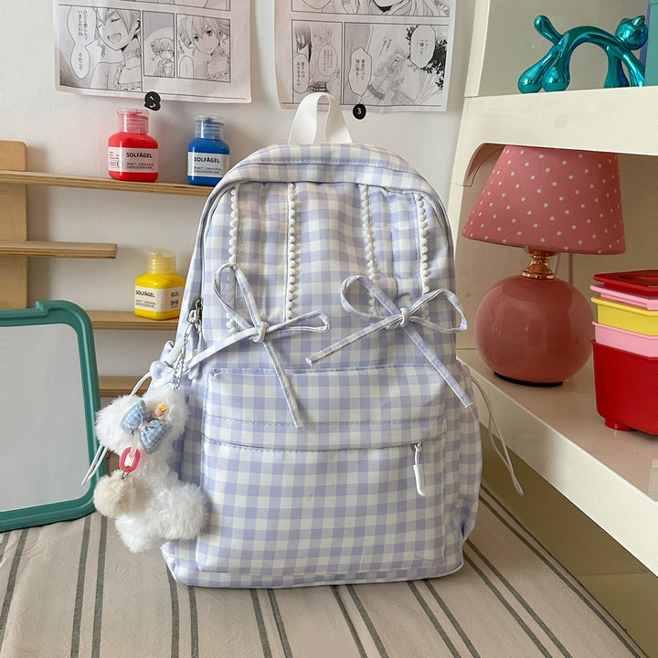 Stylish Gingham Print School Backpack Kalsten
