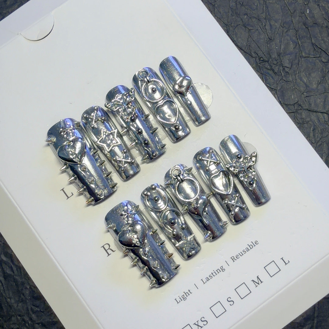 Decorative Studded Press-On Nail Set