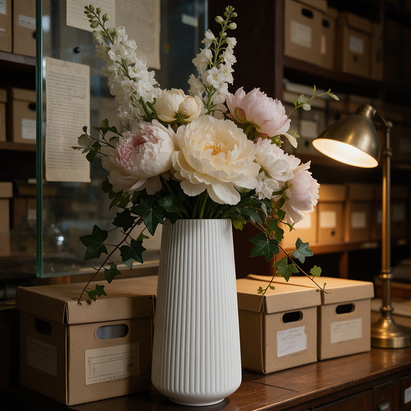 Modern Vertical Ribbed Ceramic Vase Kalsten