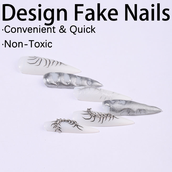 Creative nail art set with elegant floral designs and metallic accents Kalsten